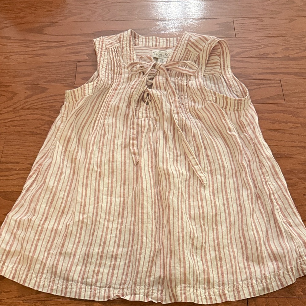 100% linen sleeveless stripe blouse - Picture 2 of 6